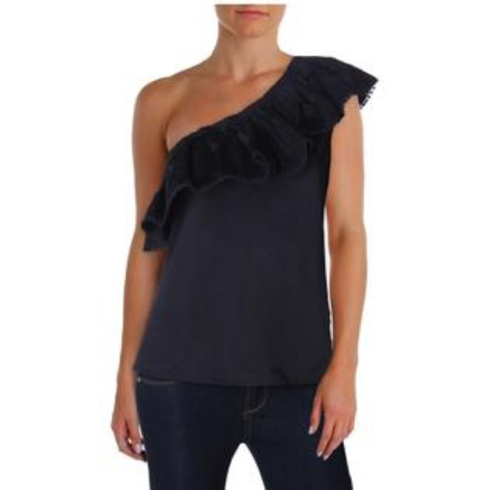 Aqua Vanessa Womens Ruffled One Shoulder Top